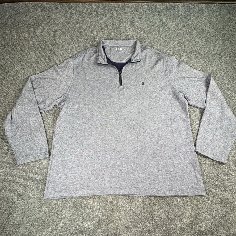Izod Quarter Zip Pullover Mens XL Blue Casual Preppy Golf Athleisure Classic